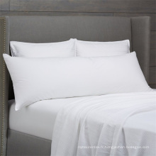 Draps de lit ajustés blancs de coton de poly de taille de l&#39;hôtel jumeau de Quen avec l&#39;élastique